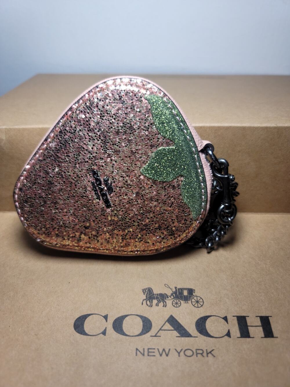 Coach Strawberry Glitter Coin Case